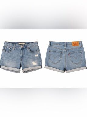 Vintage Levi’s Big E Denim Cutoff Shorts Size 28 Mid Length Cuffed Rare